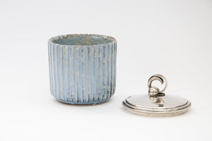 Lidded jar Andersen Keramik Bornholm with silver lid