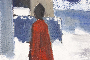 oilpainting urban silhouette by unknown Danish artist 1960s