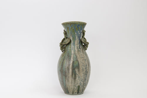 Vase with applied leaves and blue glaze by Arne Bang own workshop 1940s