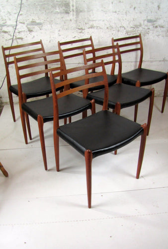 Set of 6 teak dining chairs Model 78 by N.O. Moller