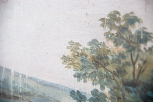Antique glass showcase with handpainted watercolor France 19th c.