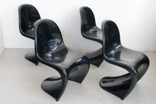 Load image into Gallery viewer, 4 black plastic chairs by Verner Panton for Herman Miller