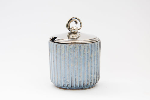 Lidded jar Andersen Keramik Bornholm with silver lid