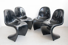 Load image into Gallery viewer, 4 black plastic chairs by Verner Panton for Herman Miller