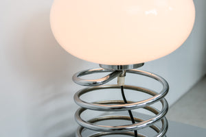 Spiral lamp with white glass shade by Honsel