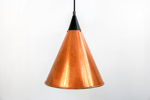 Extraordinary pendant lamp of solid hammered copper from Denmark