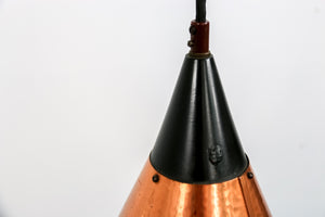 Extraordinary pendant lamp of solid hammered copper from Denmark